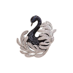 Elegant Black Swan Brooch with Austrian Crystals
