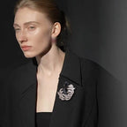 Elegant Black Swan Brooch with Austrian Crystals