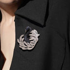 Elegant Black Swan Brooch with Austrian Crystals