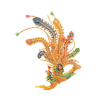 Elegant Chinese Phoenix Brooch with Enamel & Zircon