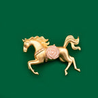 Elegant Rose & Horse Brooch with Pink Shell