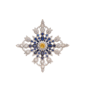 Elegant Blue Crystal Snowflake Brooch, Luxury Silver Pin for Suits & Coats