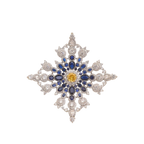 Elegant Blue Crystal Snowflake Brooch, Luxury Silver Pin for Suits & Coats