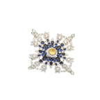 Elegant Blue Crystal Snowflake Brooch, Luxury Silver Pin for Suits & Coats