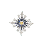 Elegant Blue Crystal Snowflake Brooch, Luxury Silver Pin for Suits & Coats