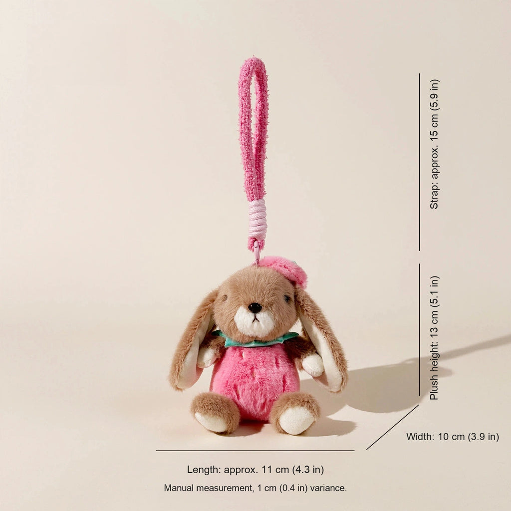 Berry Bunny Strawberry Bag Charm - Rose Red Strawberry Bunny variant