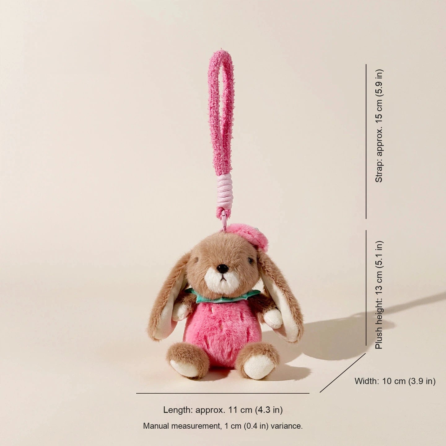 Berry Bunny Strawberry Bag Charm - Rose Red Strawberry Bunny variant