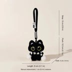 Gentleman Black Cat Bag Charm - Black White Scarf Black Cat variant