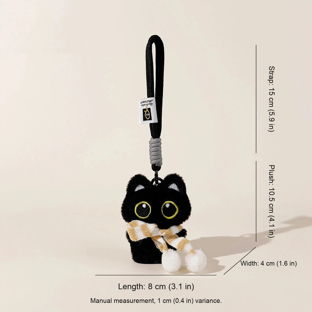 Gentleman Black Cat Bag Charm - Khaki Scarf Black Cat variant