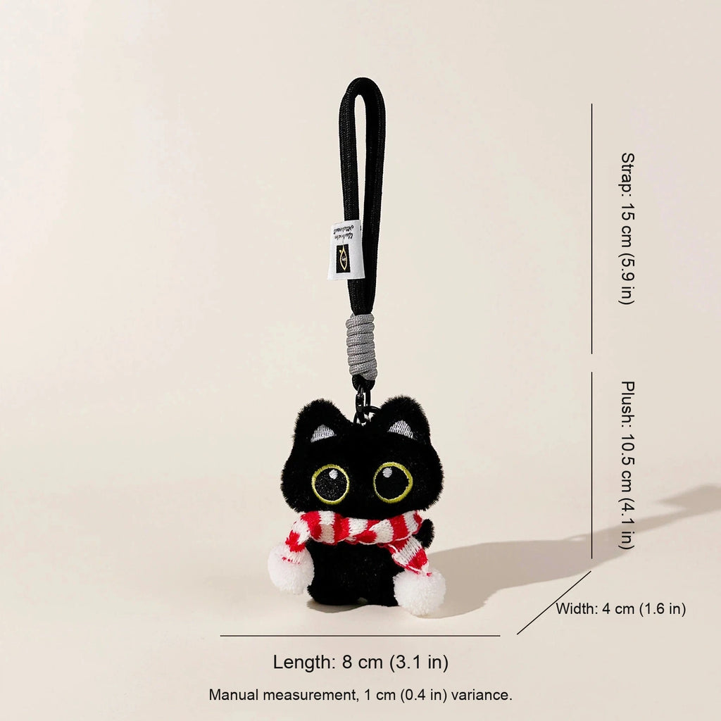 Gentleman Black Cat Bag Charm - Red White Scarf Black Cat variant