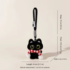 Gentleman Black Cat Bag Charm - Red White Scarf Black Cat variant