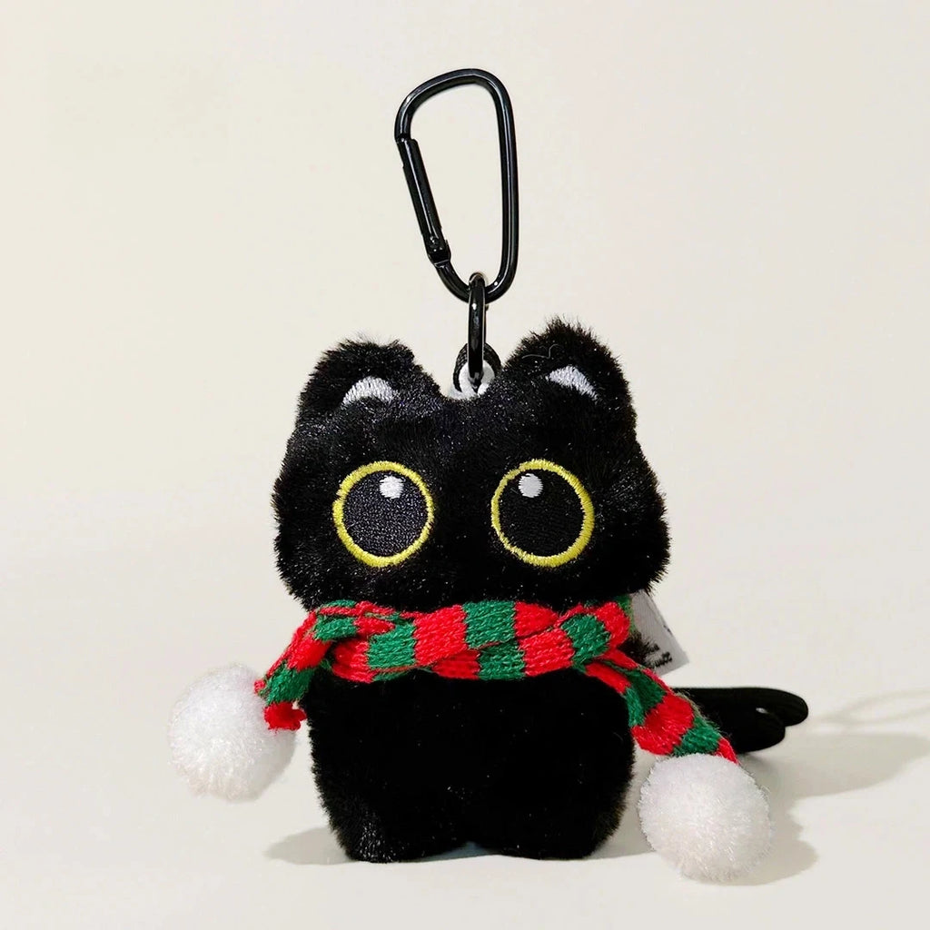 Gentleman Black Cat Bag Charm - Red Green Scarf Black Cat variant
