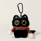 Gentleman Black Cat Bag Charm - Red Green Scarf Black Cat variant
