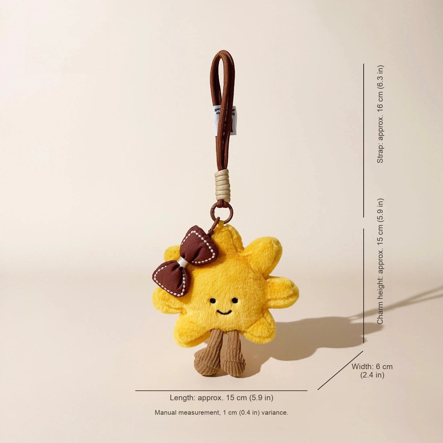 Sunflower Smile Plush Bag Charm - Brown Bow variant