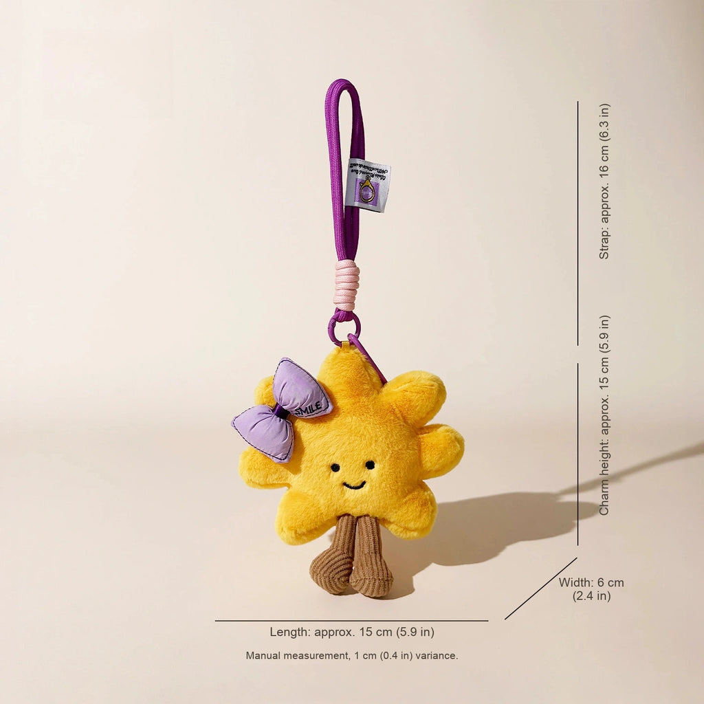 Sunflower Smile Plush Bag Charm - Purple Bow variant