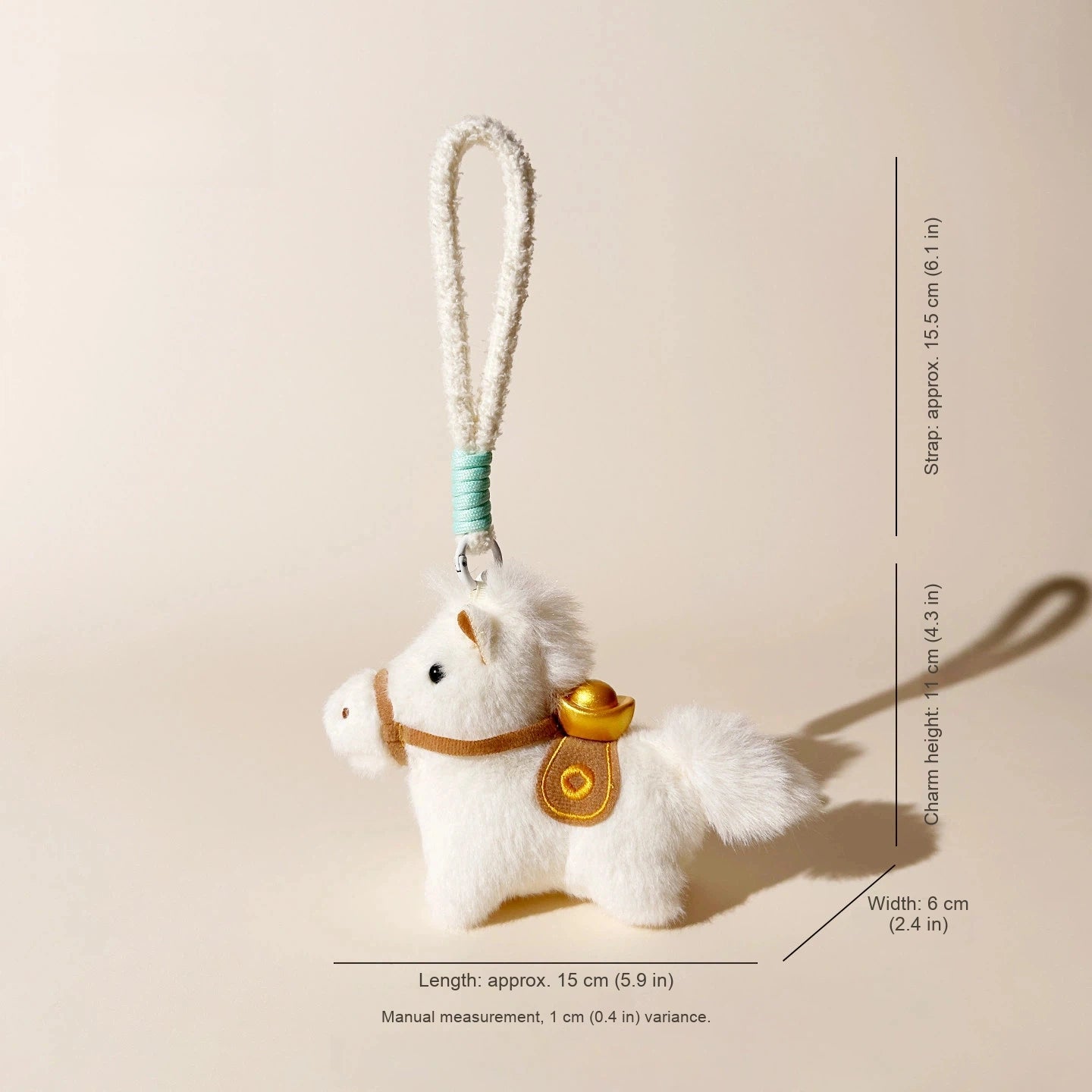 Lucky Pony Plush Bag Charm - Cream White variant