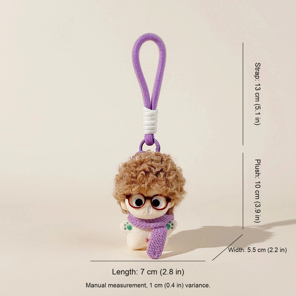 Fuzzy Doll Plush Bag Charm - Brown Hair Doll variant