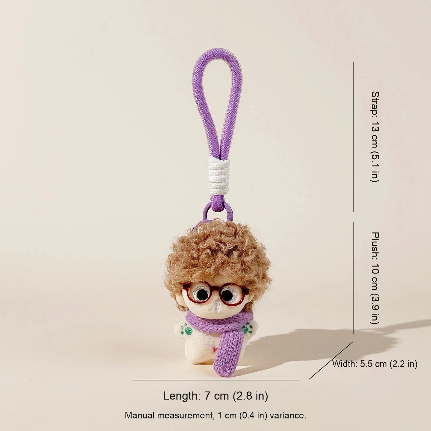 Fuzzy Doll Plush Bag Charm - Brown Hair Doll variant