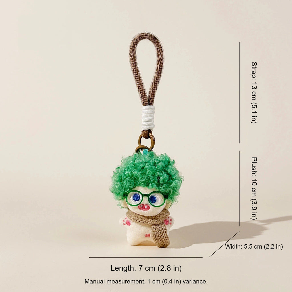Fuzzy Doll Plush Bag Charm - Brown Hair Doll variant