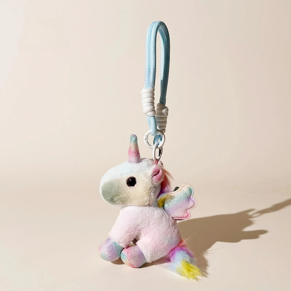 Winged Unicorn Plush Bag Charm - product image 1 showing the winged unicorn bag charm