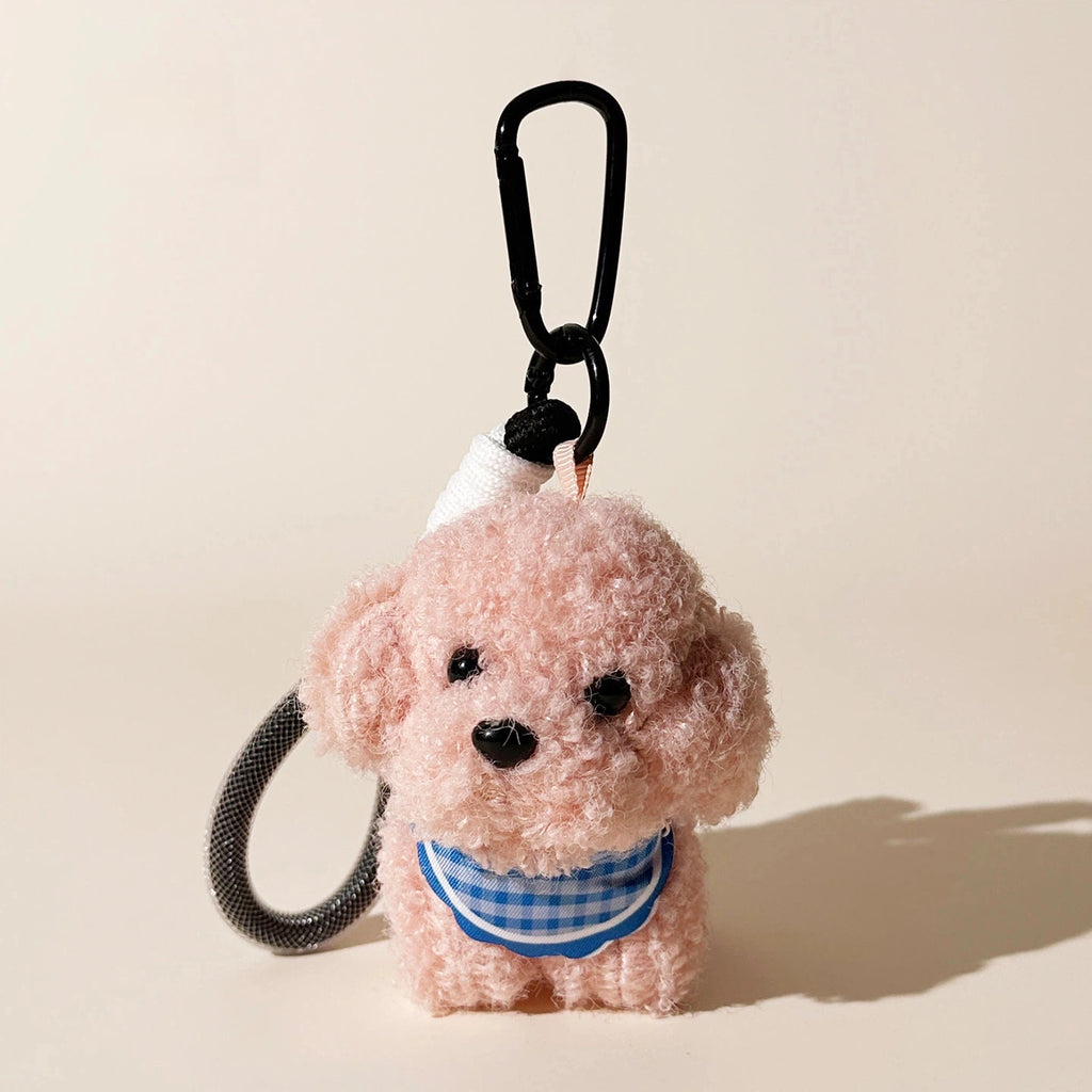 Round Puppy Plush Bag Charm - Pink variant