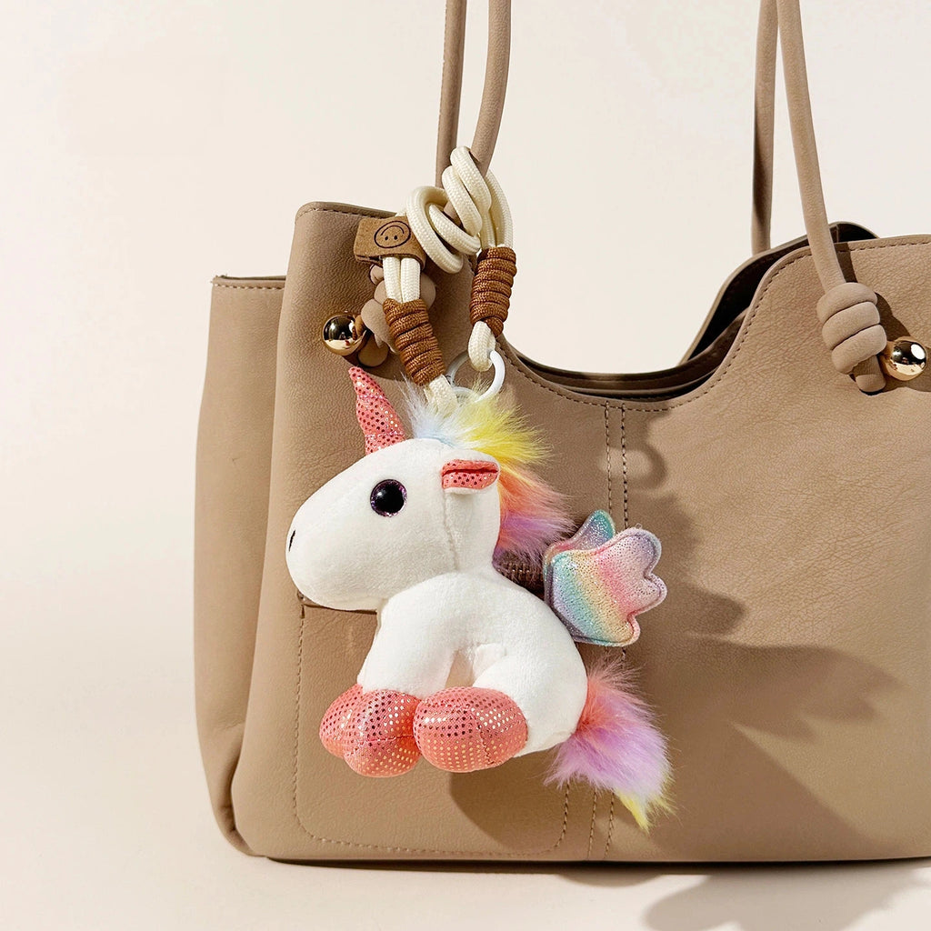 Pastel Unicorn Plush Bag Charm - product image 2 showing the pastel unicorn bag charm