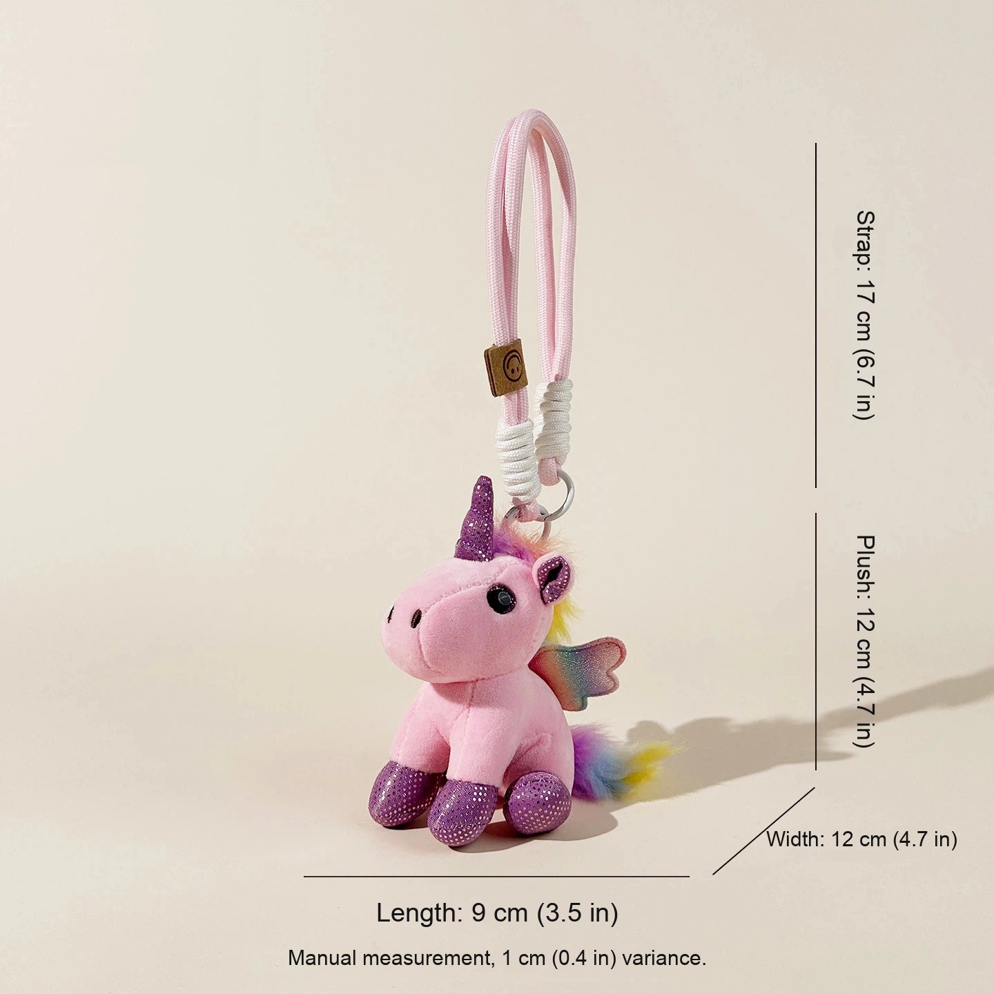 Pastel Unicorn Plush Bag Charm - Pink Winged Unicorn variant