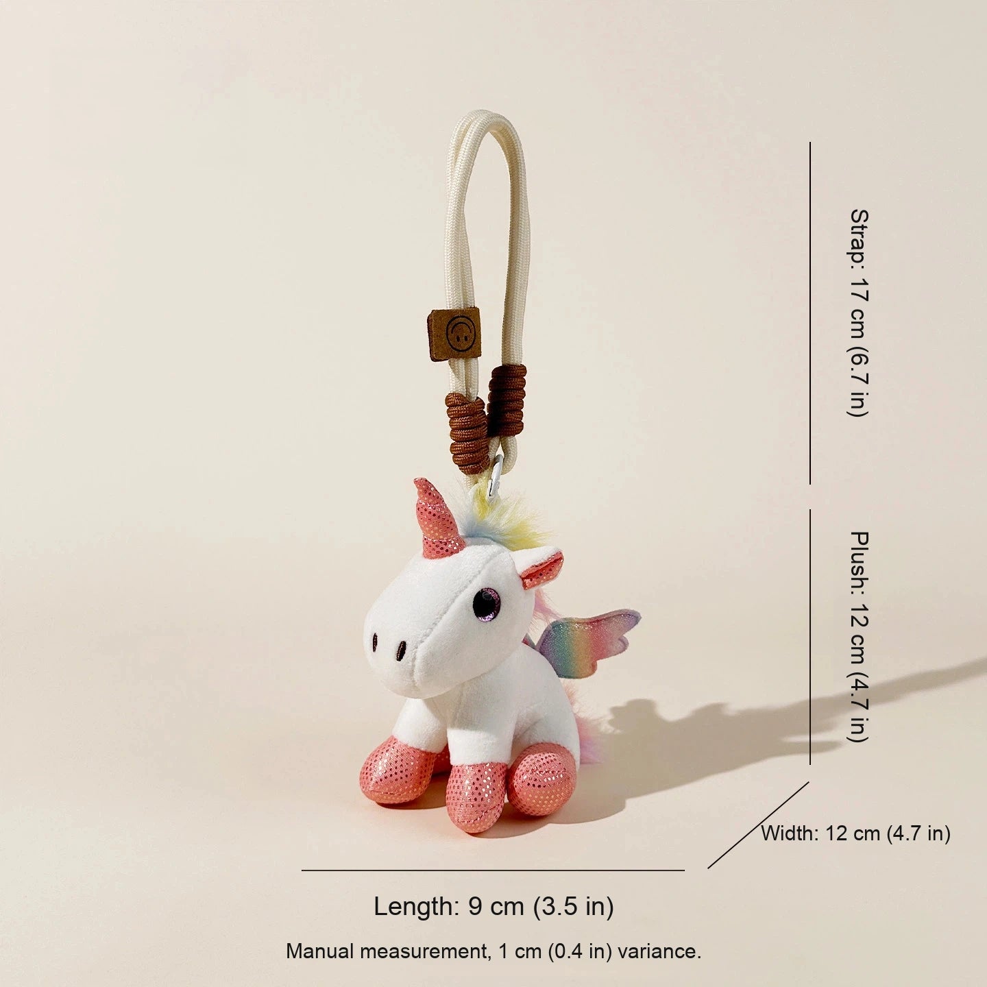 Pastel Unicorn Plush Bag Charm - White Winged Unicorn variant