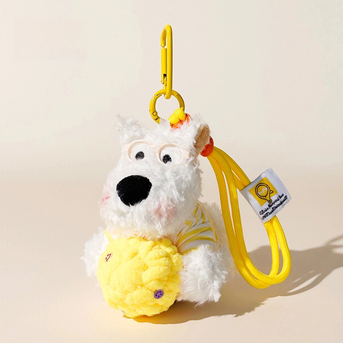 Ice Cream Westie Plush Bag Charm - product image 1 showing the ice cream Westie bag charm