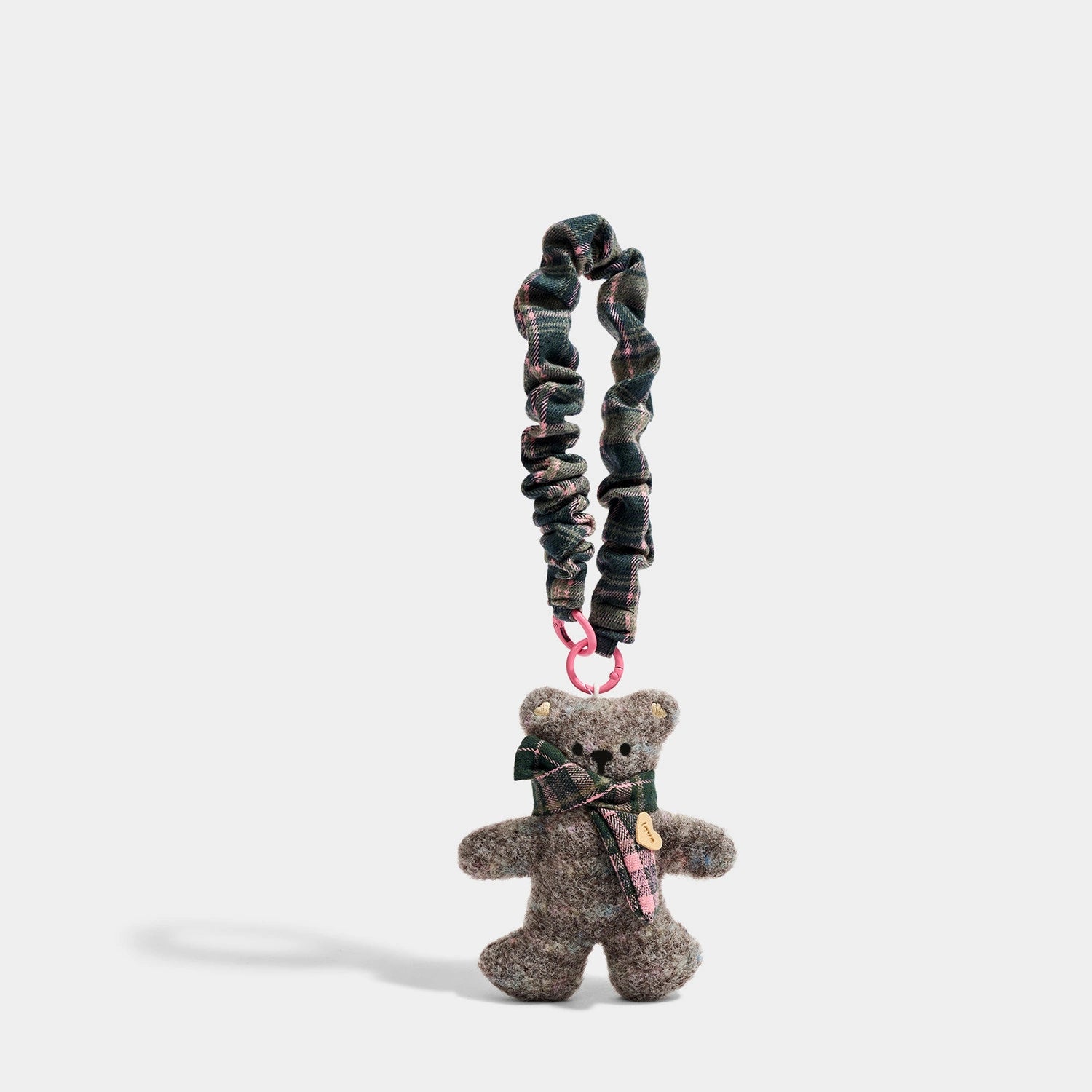 Bear Bag Charm - Soft Plush Keychain Gift - Bear Wrist Strap Gray variant