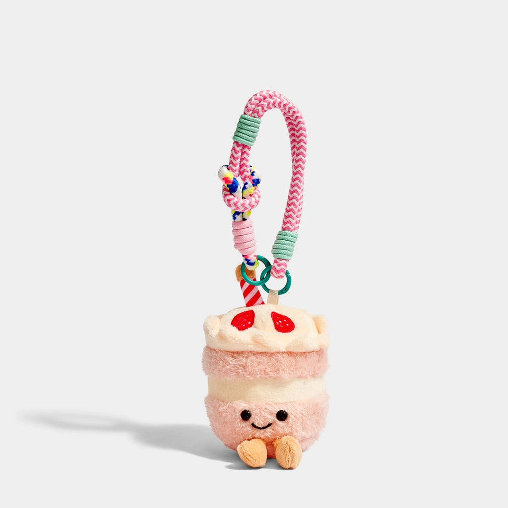Cake Bag Charm - Soft Plush Keychain Gift - Cake Birthday Cake Pink variant