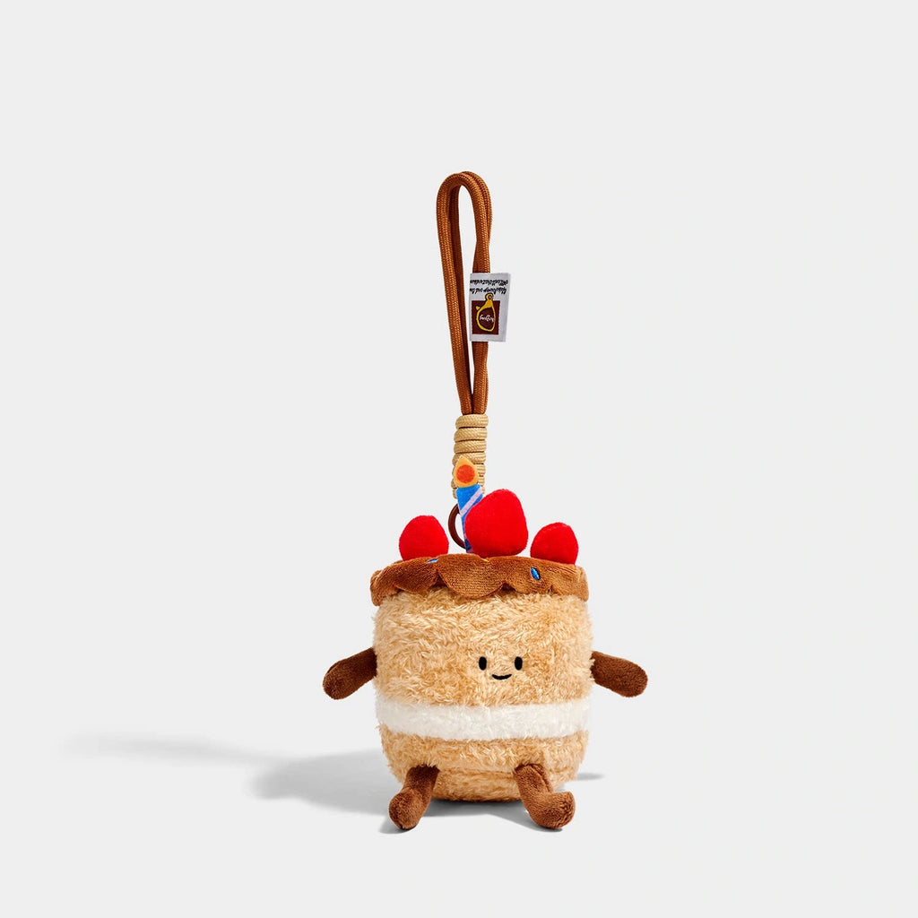 Cake Bag Charm - Soft Plush Keychain Gift - Cake Smiling Food variant