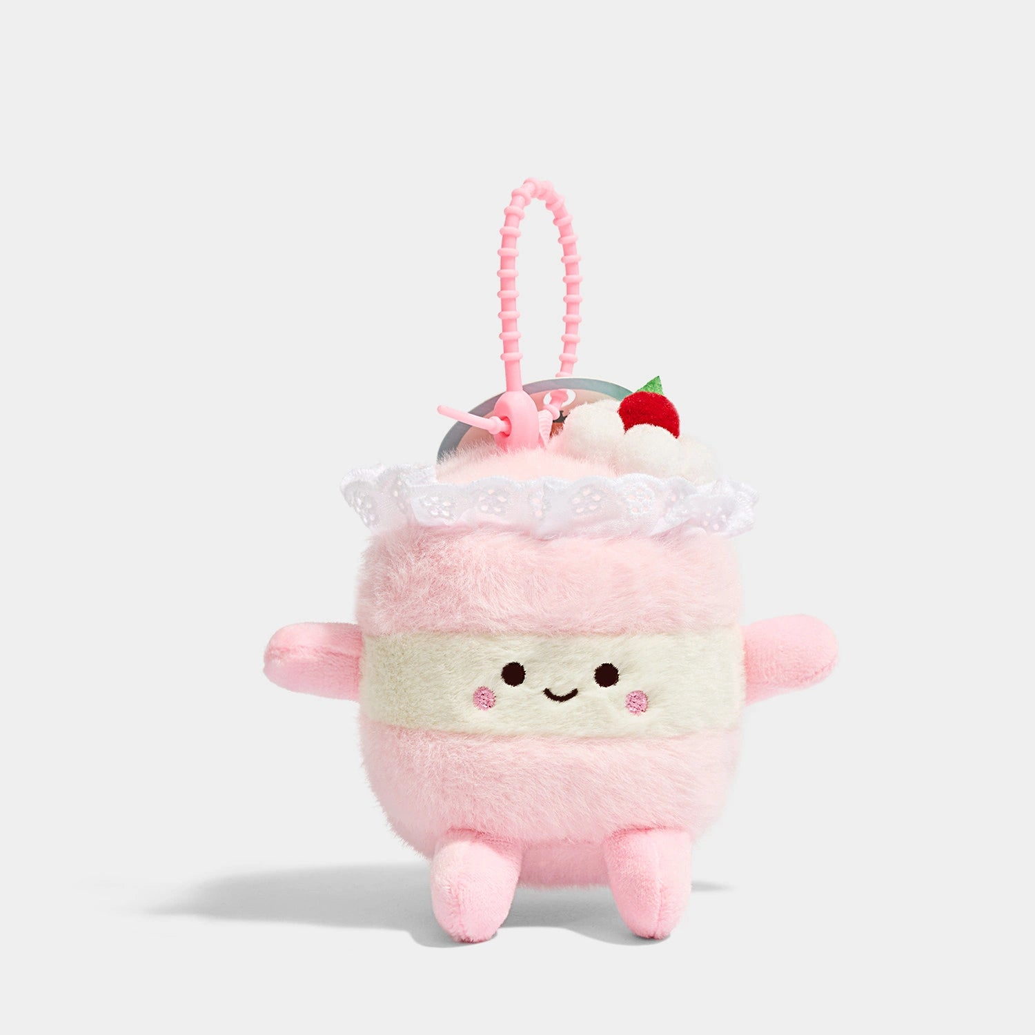Cake Bag Charm - Soft Plush Keychain Gift - Cake Birthday Cake Pink variant
