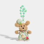 Bear Bag Charm - Soft Plush Keychain Gift - Puppy Beaded Chain Green variant