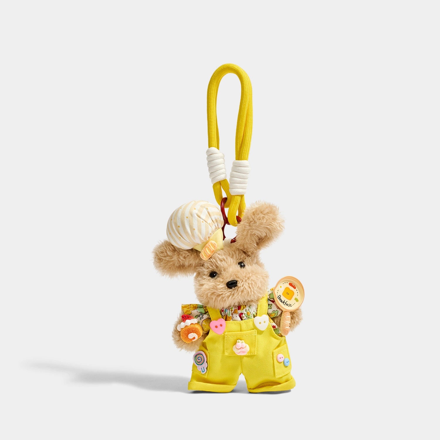 Puppy Bag Charm - Soft Plush Keychain Gift - 黄背带裤美食小狗挂件 variant
