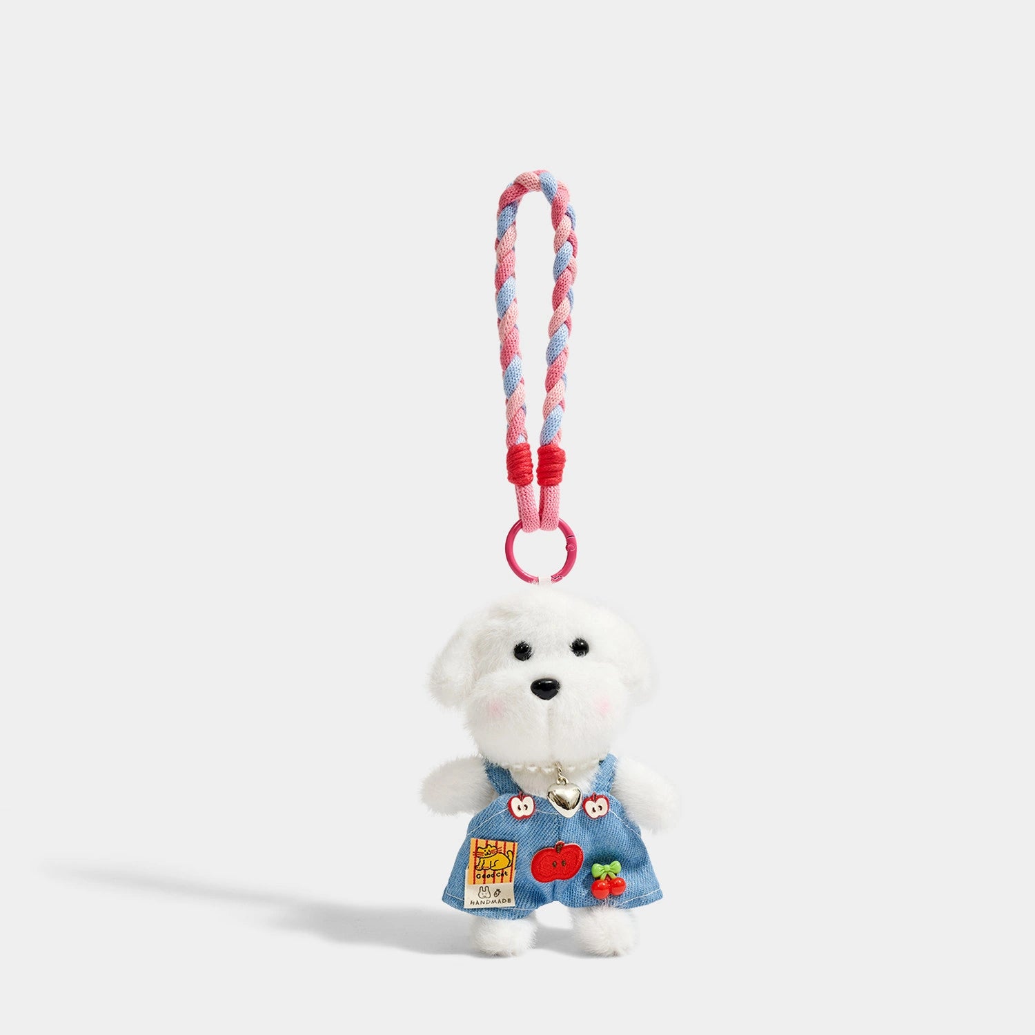 Puppy Bag Charm - Soft Plush Keychain Gift - 苹果背带裤小狗挂件 variant