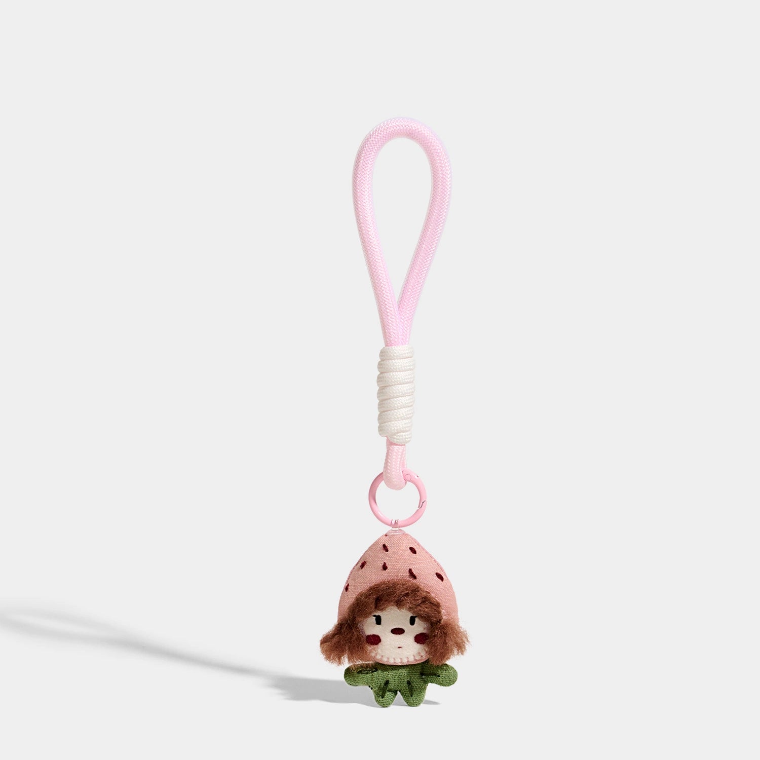 Wrist Strap / Strawberry Hood Girl variant of Birthday Puppy and Strawberry Girl Bag Charms