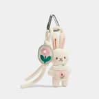 Pink and Blue Knitted Bunny Bag Charms front product view showing knit bunny color pair