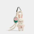 Pink variant of Pink and Blue Knitted Bunny Bag Charms