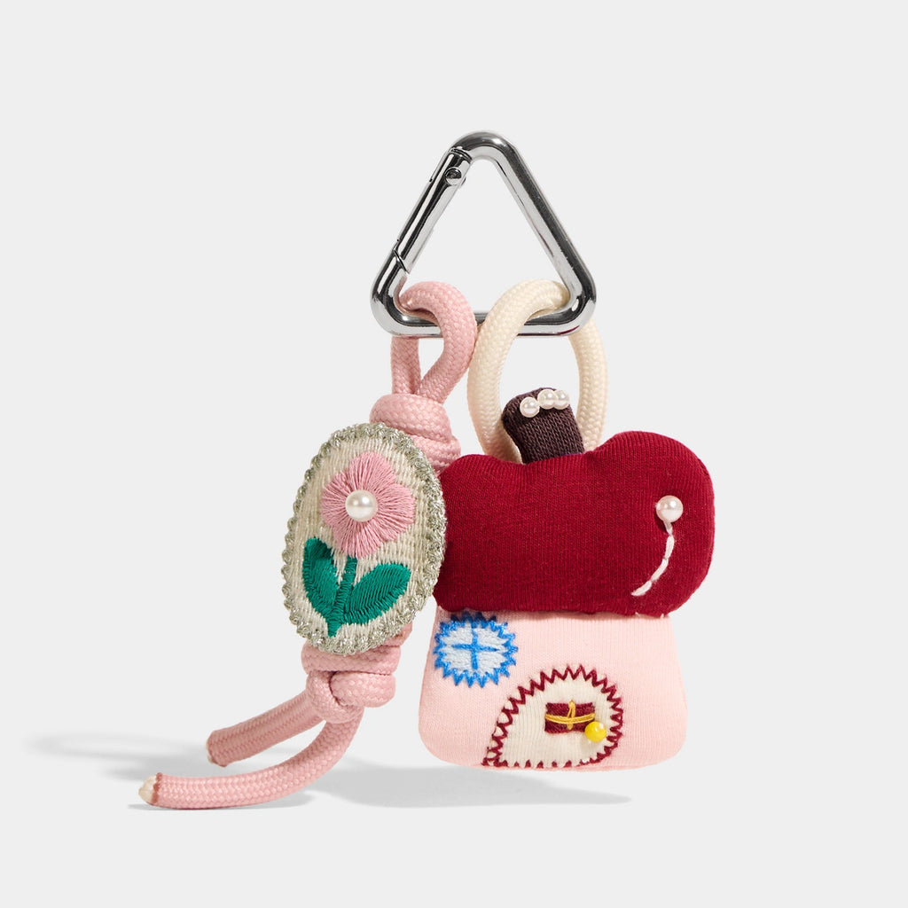 Apple House Storybook Bag Charms front product view showing apple cottage cast