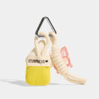 Yellow Flower House Bag Charms close detail view showing little doorway charm
