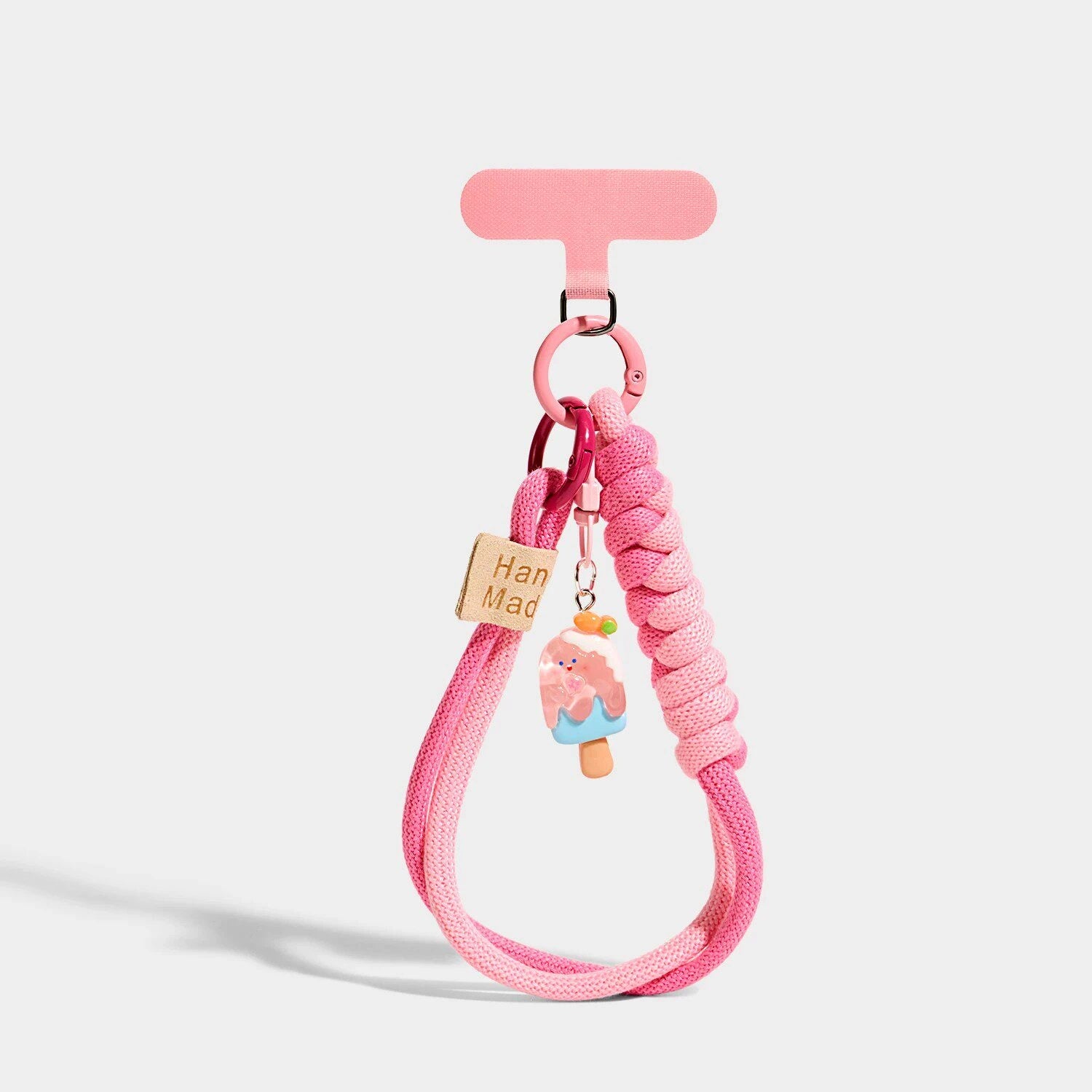 Blush Spiral Cord / Pink Ice Pop variant of Toast and Dessert Phone Strap Charms
