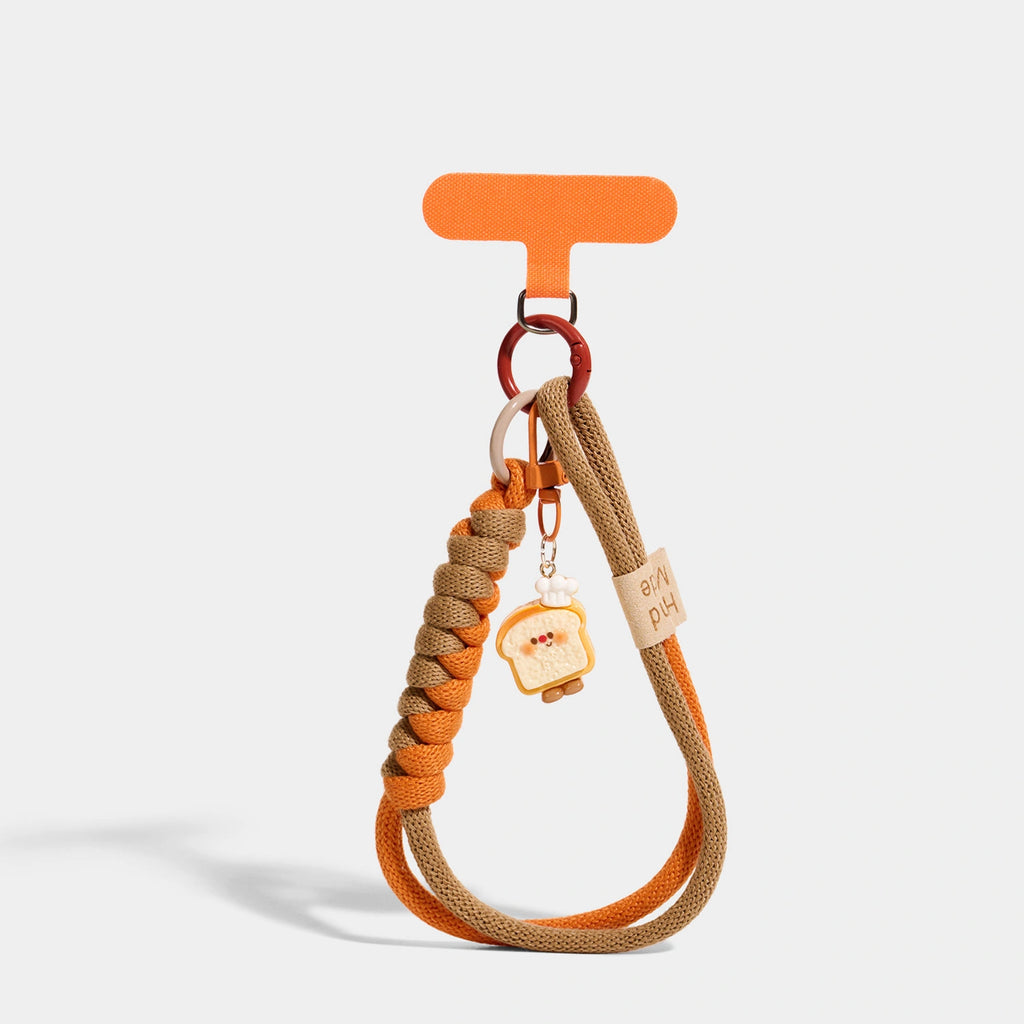 Orange-Brown Spiral Cord / Toast variant of Toast and Dessert Phone Strap Charms