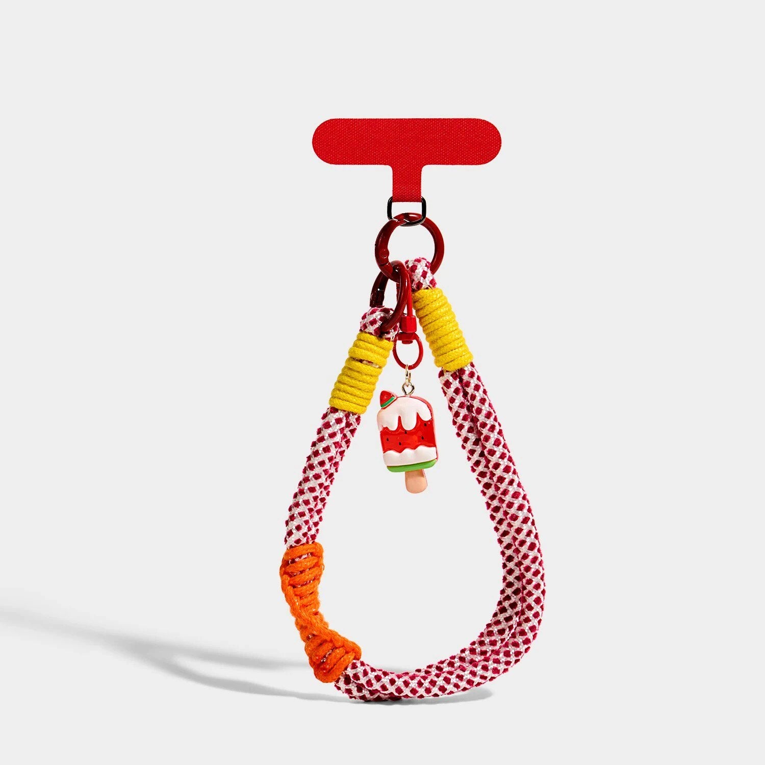 Red Stripe Cord / Watermelon Ice Pop variant of Toast and Dessert Phone Strap Charms