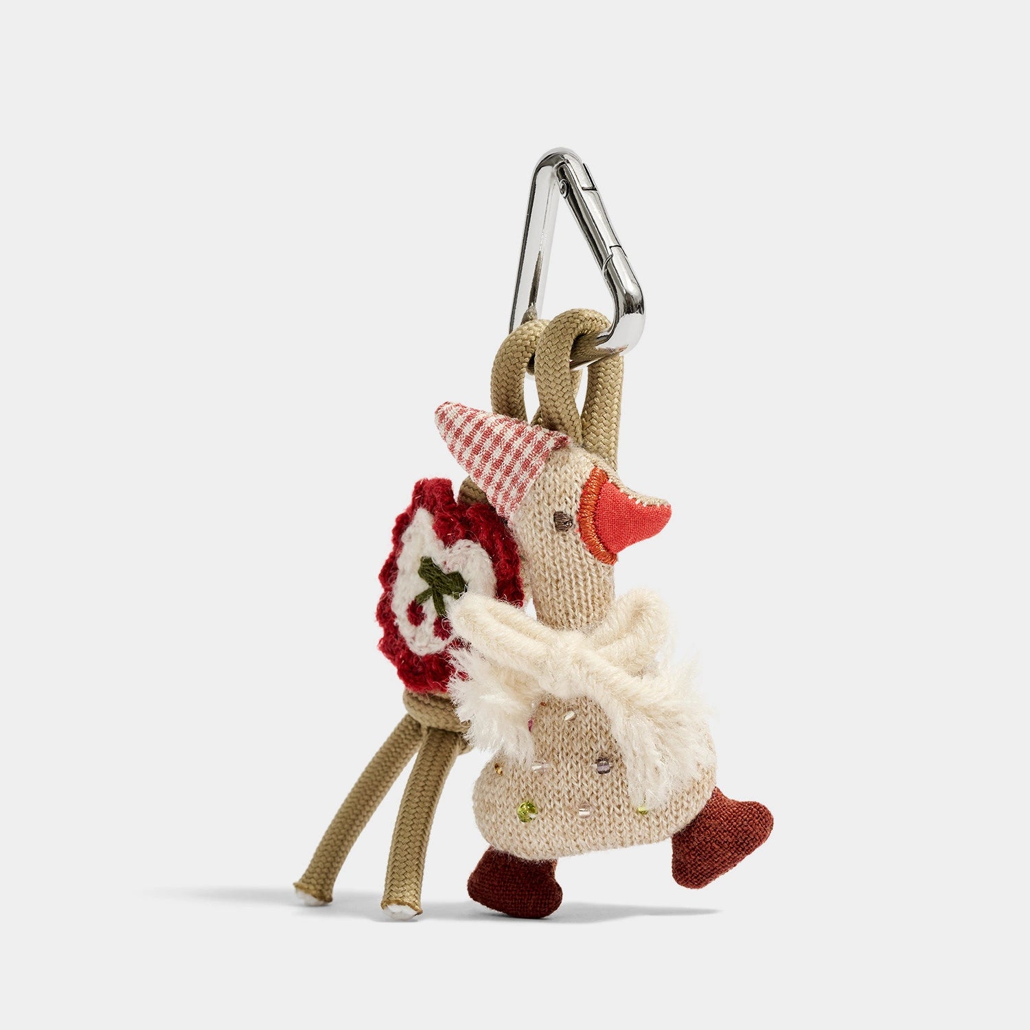 Scarf Duck Bag Charm angled product view showing scarf-wrapped duck