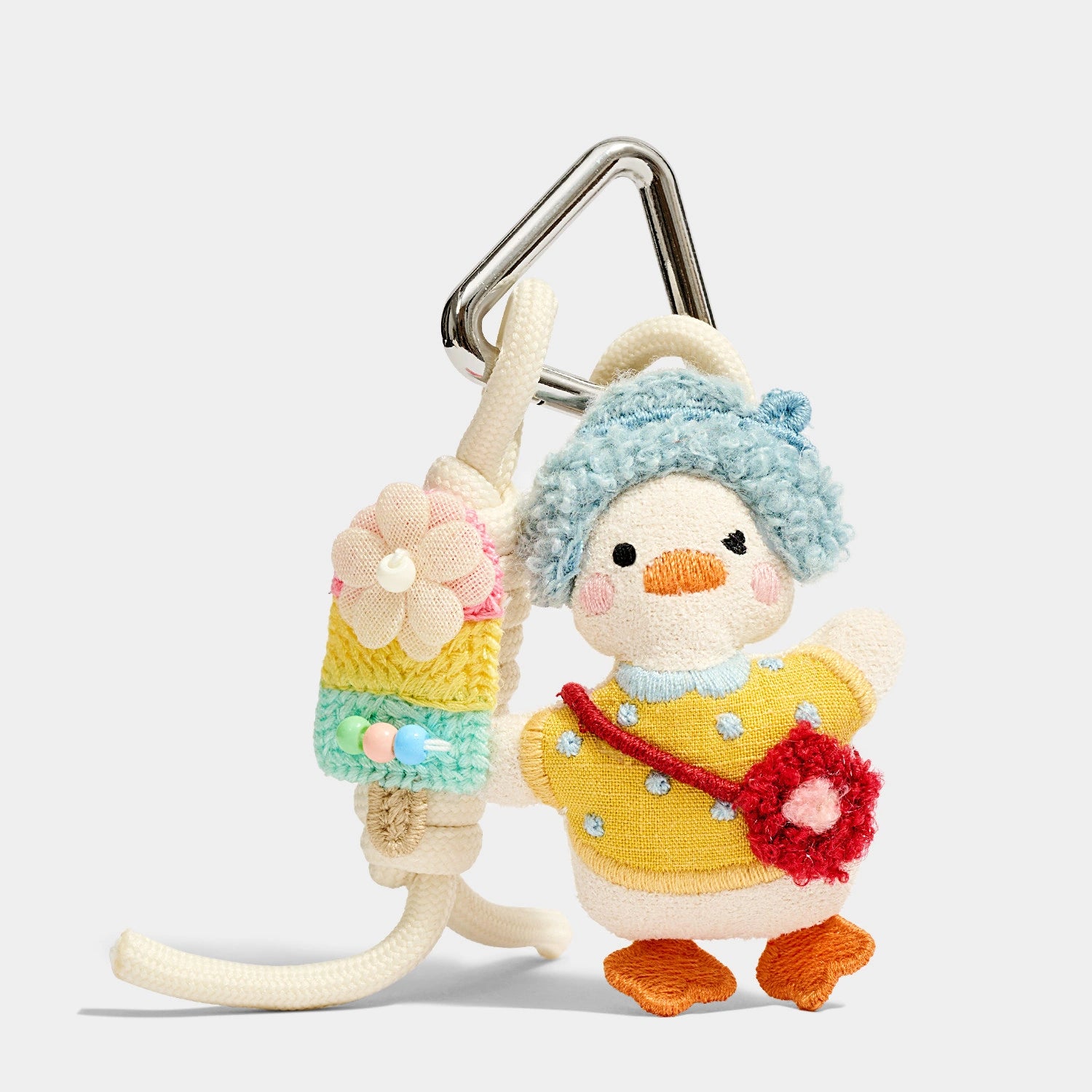 Crossbody Duck and Friends Bag Charms front product view showing duck with a red bag