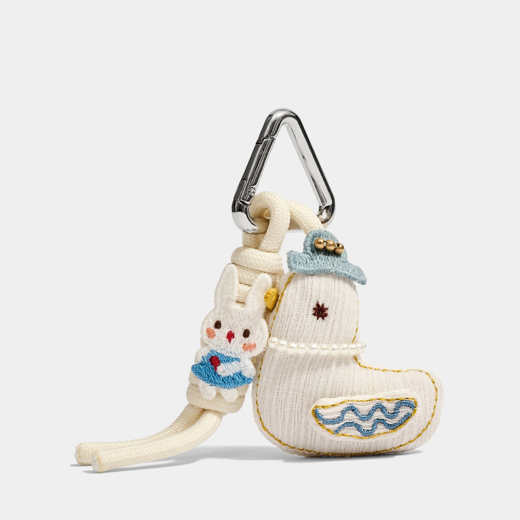 Blue Hat Duck variant of Plaid Bunny and Friends Bag Charms