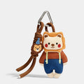 Denim Lion Bag Charm front product view showing denim-dressed lion