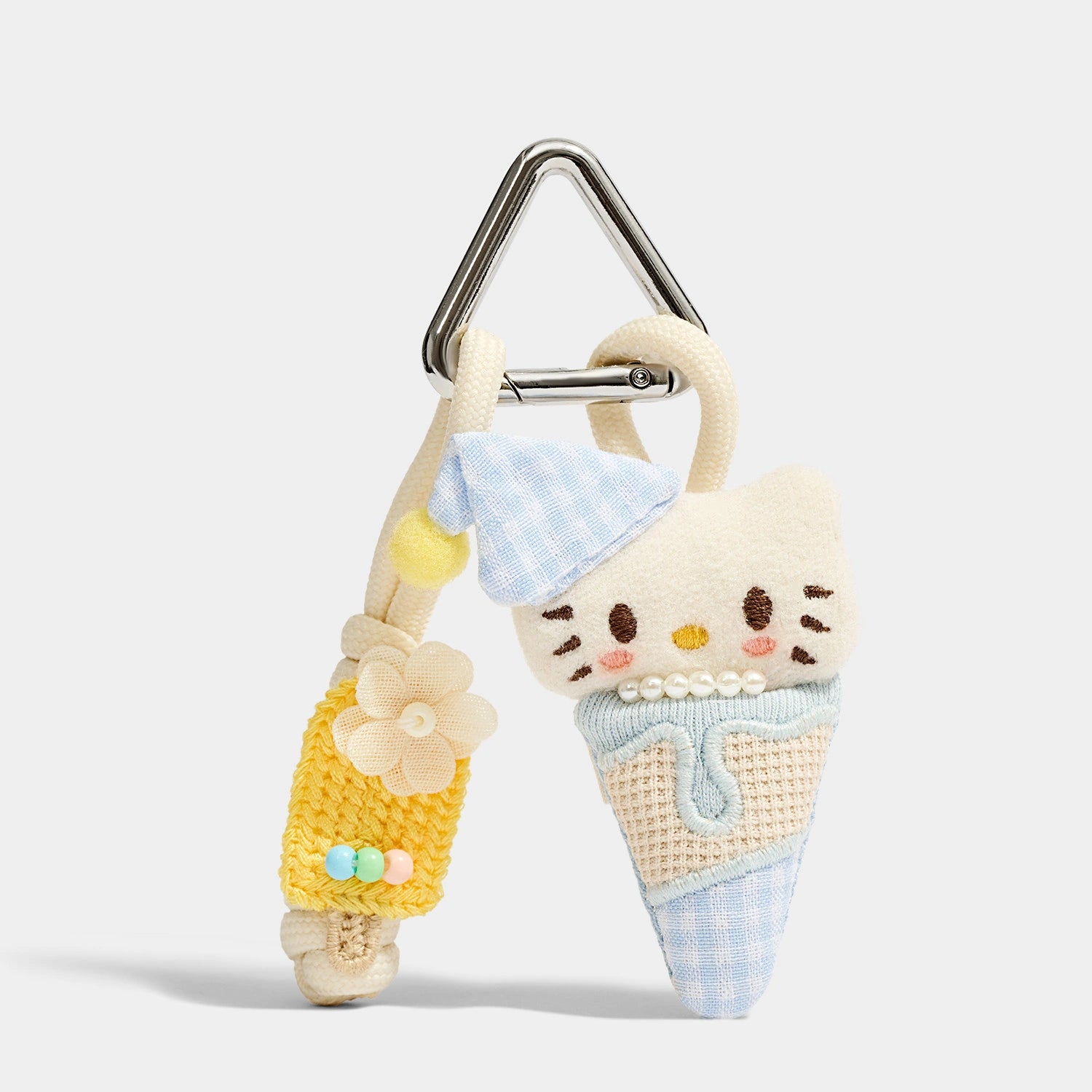 Triangle Clasp / Blue Cone Cat variant of Pink Mermaid and Friends Bag Charms