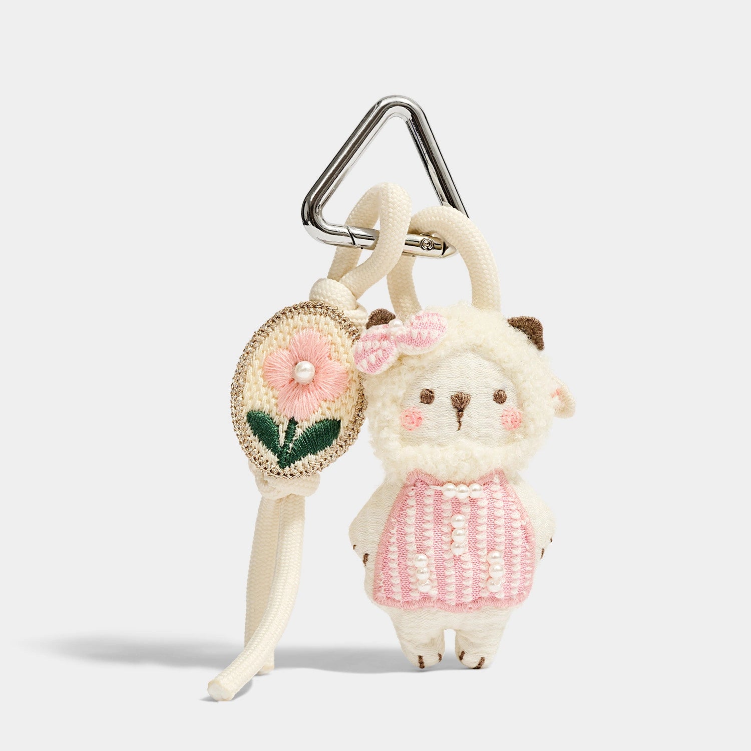 Triangle Clasp / Pink Pearl Lamb variant of Pink Mermaid and Friends Bag Charms